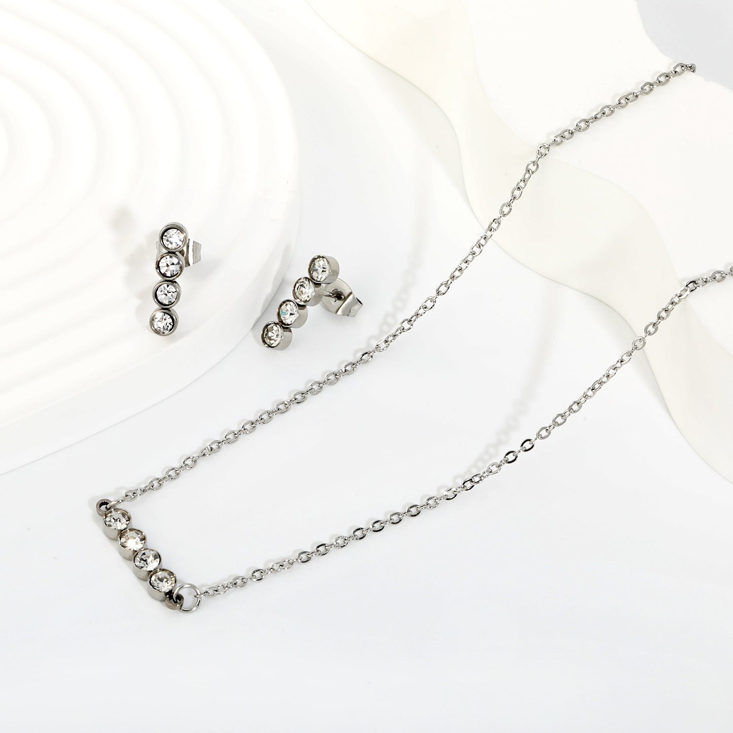 Crystal Bar Jewellery Set (3 Pcs)