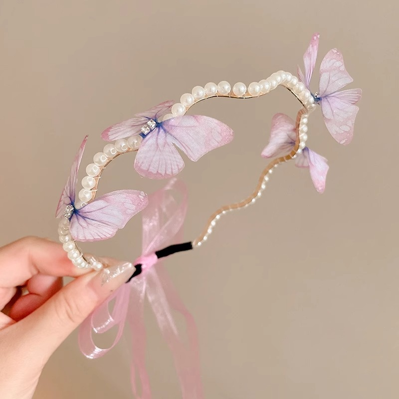 Pearl and Organza Butterfly Party Hairband - Twisty Locks  - Kids and Women Hair Accessories, Fashion Clothing and Jewellery India