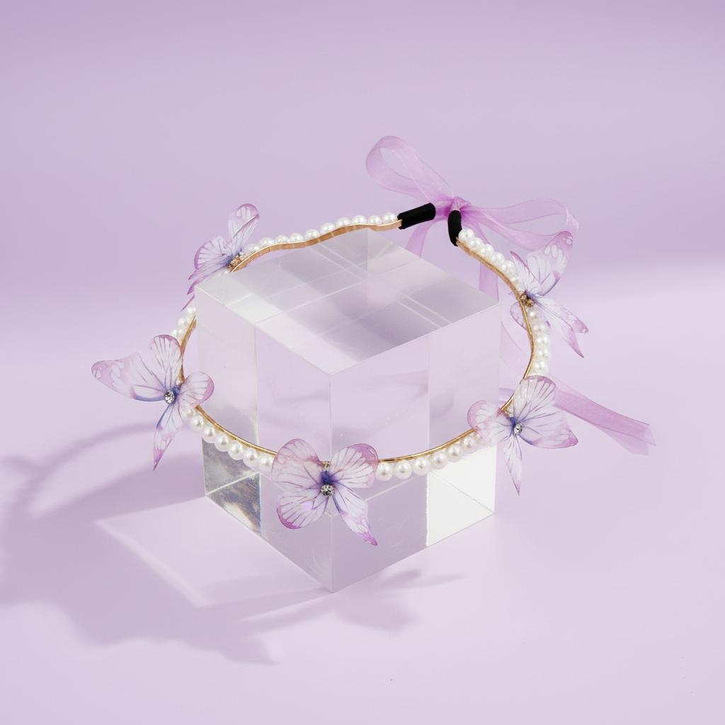 Pearl and Organza Butterfly Party Hairband - Twisty Locks  - Kids and Women Hair Accessories, Fashion Clothing and Jewellery India