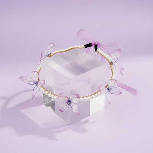 Pearl and Organza Butterfly Party Hairband - Twisty Locks  - Kids and Women Hair Accessories, Fashion Clothing and Jewellery India