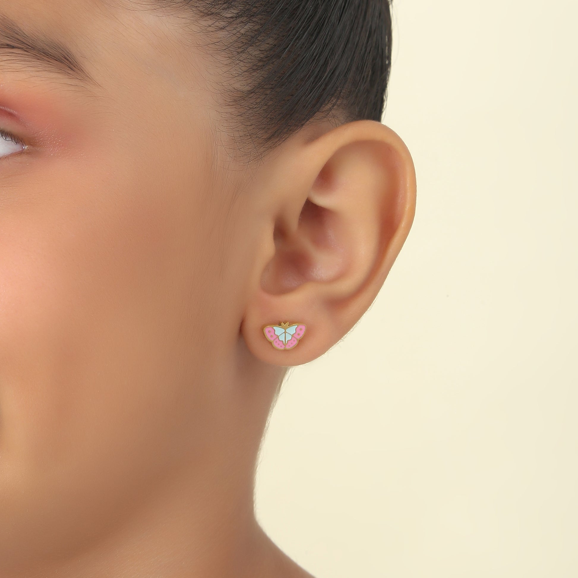 Pink Butterfly 18K Gold Plated Children's Earrings - Twisty Locks  - Kids and Women Hair Accessories, Fashion Clothing and Jewellery India