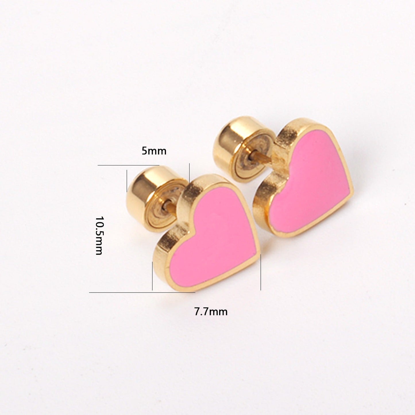 Pink Heart 18K Gold Plated Children's Earrings - Twisty Locks  - Kids and Women Hair Accessories, Fashion Clothing and Jewellery India