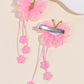 Pink Organza Butterfly Clips with Floral Tail - Set of 2 - Twisty Locks  - Kids and Women Hair Accessories, Fashion Clothing and Jewellery India