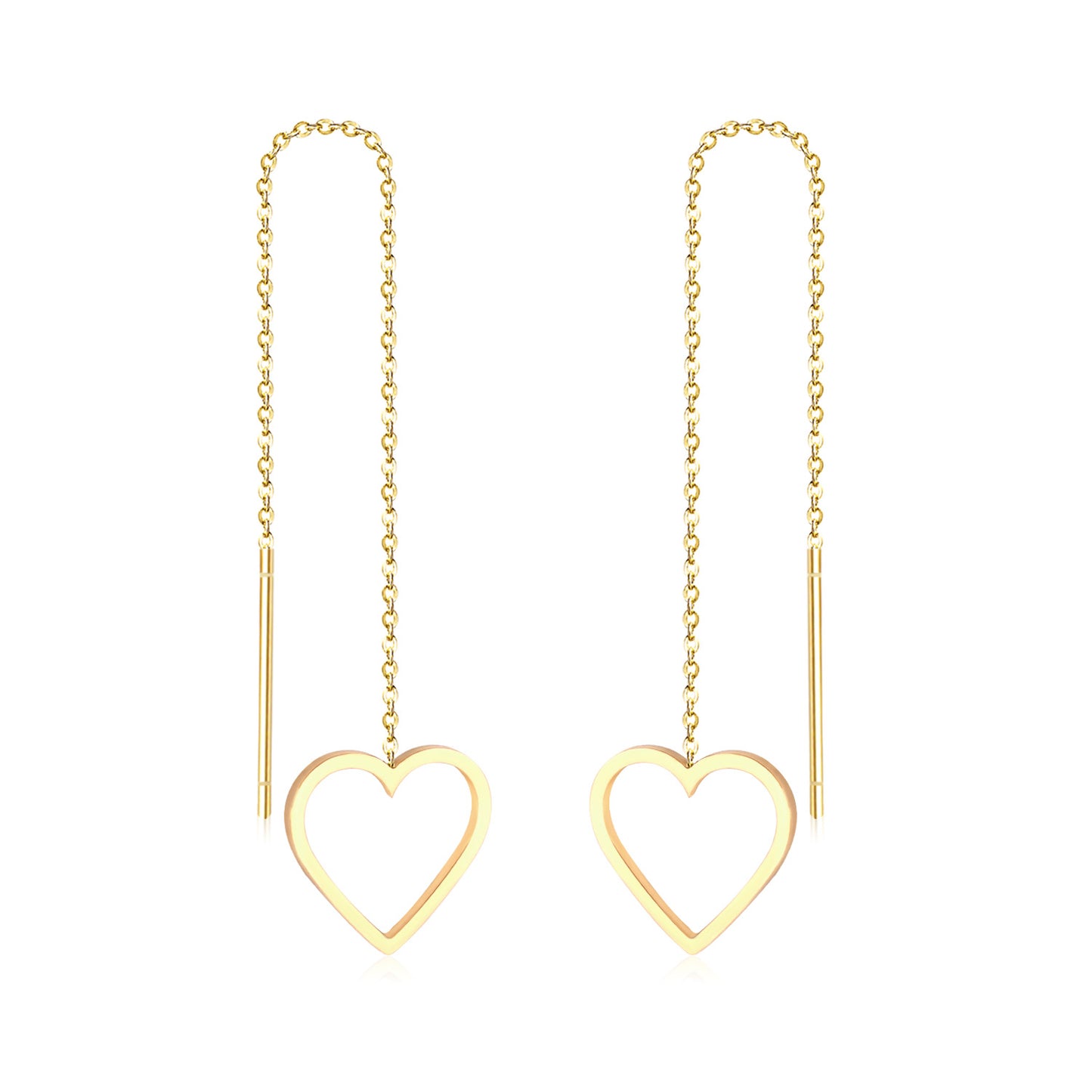 Open Heart Threader 18K Gold-Plated Earrings