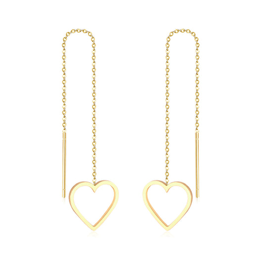 Open Heart Threader 18K Gold-Plated Earrings