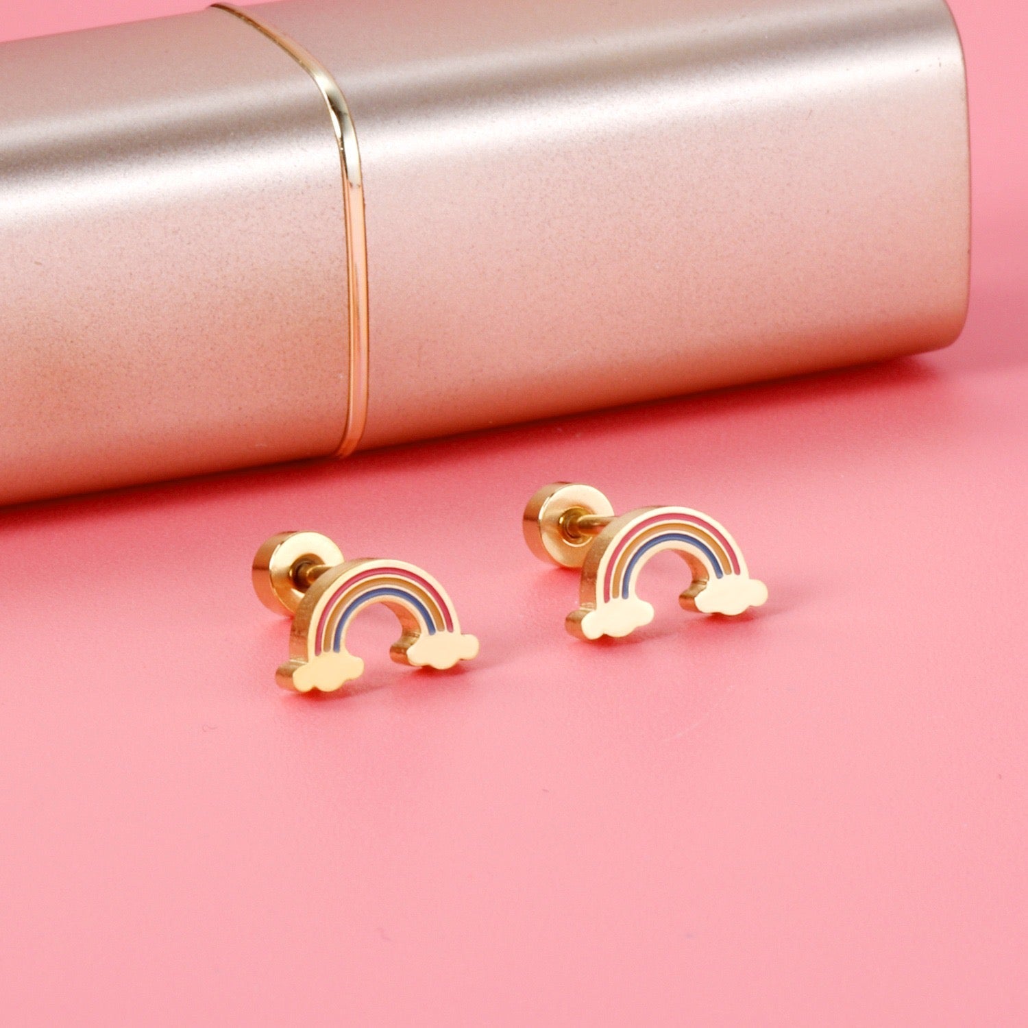 Rainbow Cloud 18K Gold Plated Children's Earrings - Twisty Locks  - Kids and Women Hair Accessories, Fashion Clothing and Jewellery India