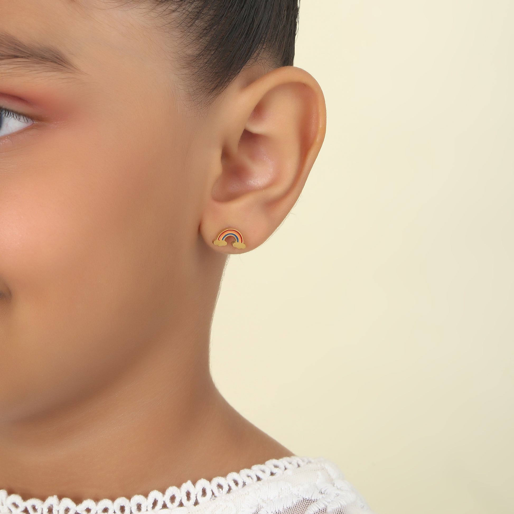 Rainbow Cloud 18K Gold Plated Children's Earrings - Twisty Locks  - Kids and Women Hair Accessories, Fashion Clothing and Jewellery India