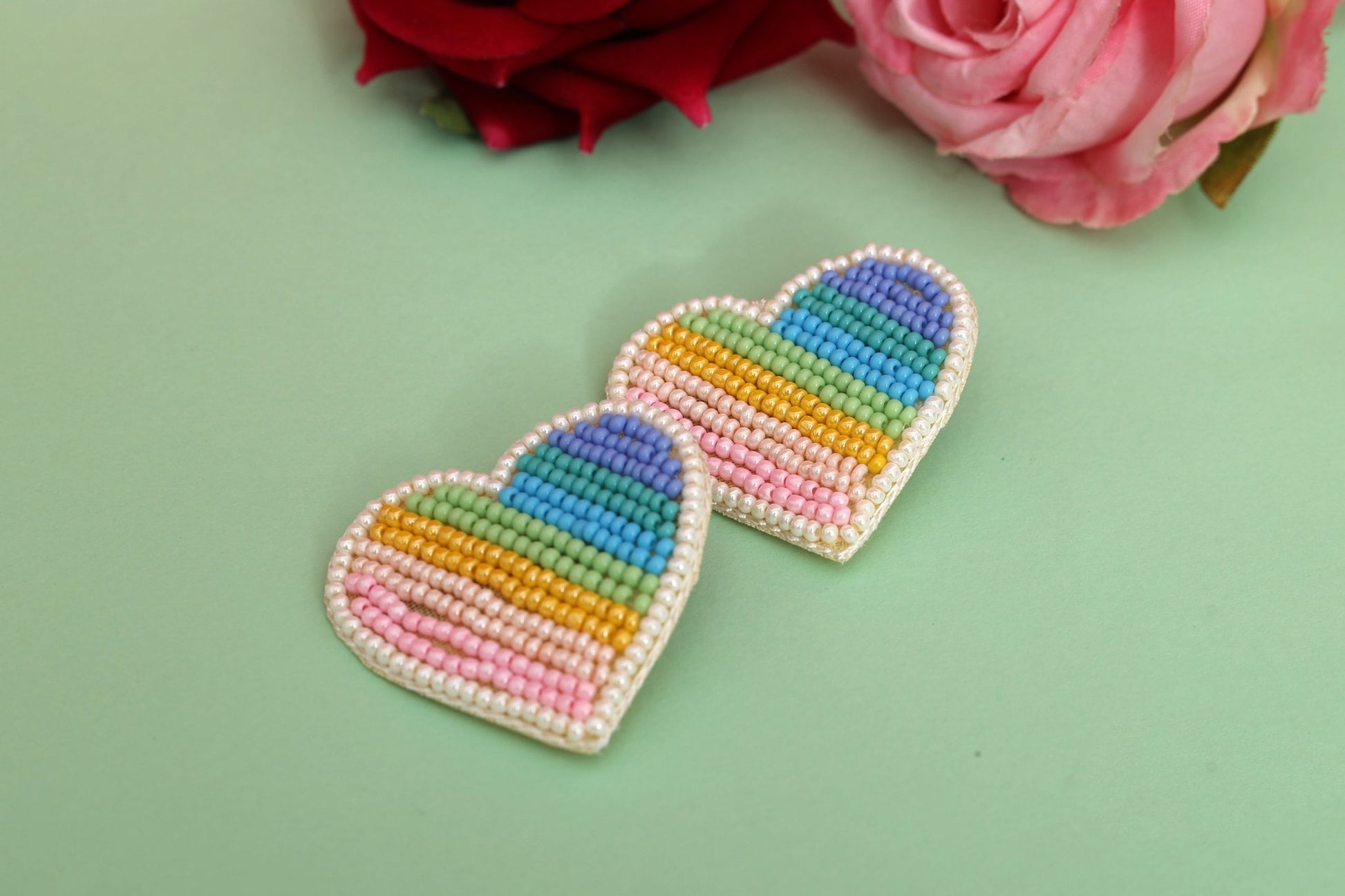 Rainbow Hearts Hair Clips Set - Twisty Locks  - Kids and Women Hair Accessories, Fashion Clothing and Jewellery India