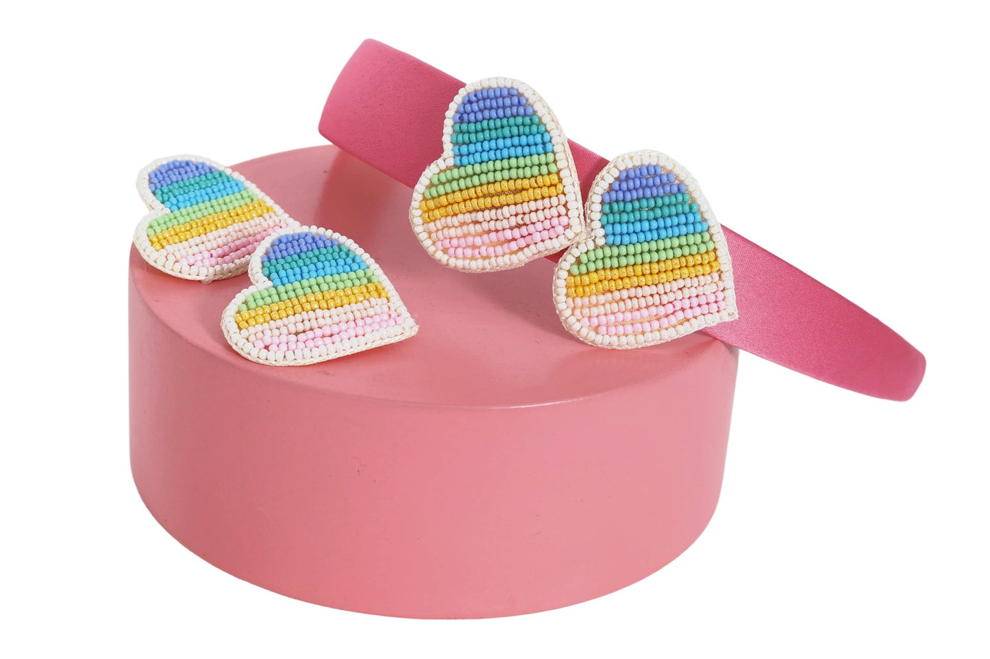 Rainbow Hearts Hair Clips Set - Twisty Locks  - Kids and Women Hair Accessories, Fashion Clothing and Jewellery India