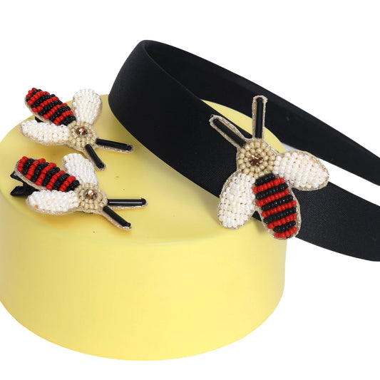 Red Bee Black Hairband - Twisty Locks  - Kids and Women Hair Accessories, Fashion Clothing and Jewellery India