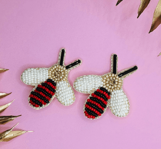 Red Bee Embroidered Hair Clips Set - Twisty Locks  - Kids and Women Hair Accessories, Fashion Clothing and Jewellery India