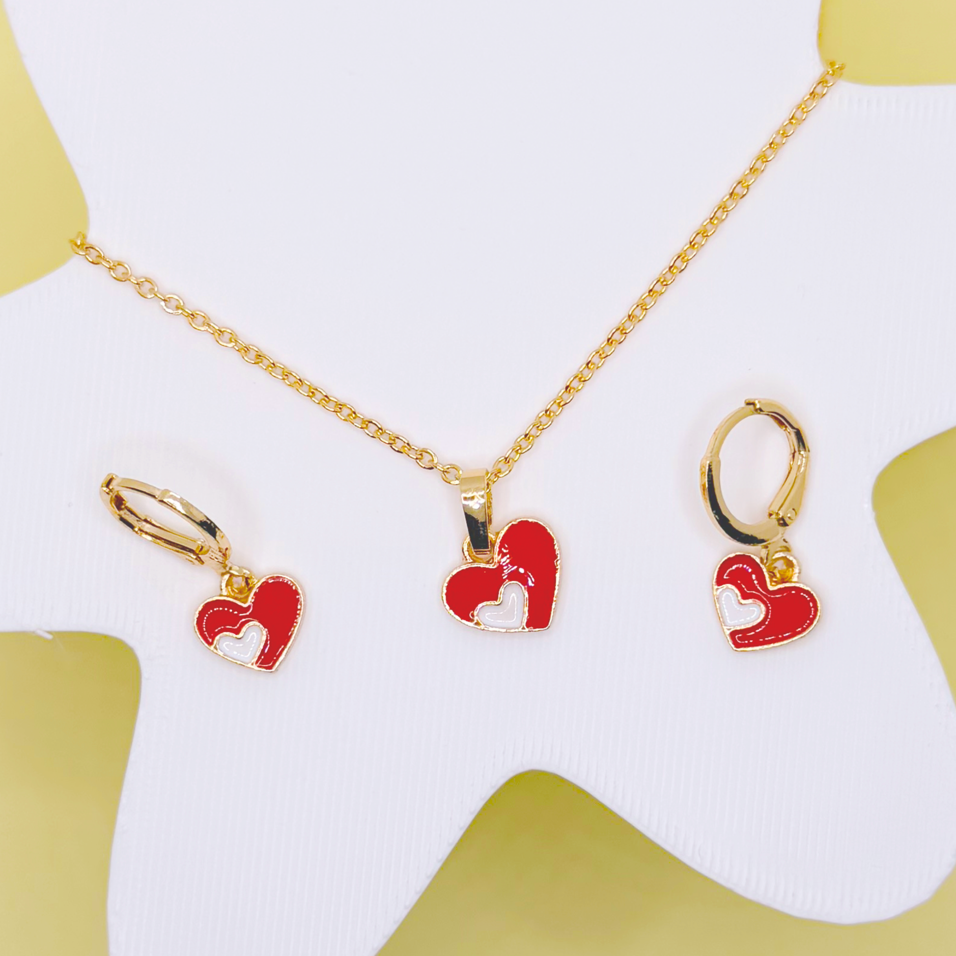 Red Hearts 3 Pc Jewellery Set - Twisty Locks  - Kids and Women Hair Accessories, Fashion Clothing and Jewellery India