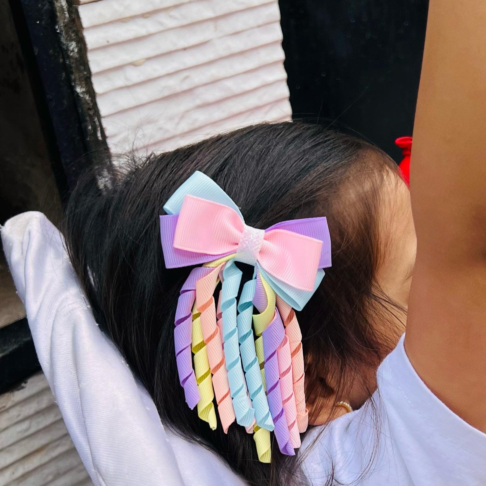 Ribbons Bow Hair Clips - Blue, Pink & Purple - Set of 2 - Twisty Locks  - Kids and Women Hair Accessories, Fashion Clothing and Jewellery India