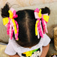 Ribbons Bow Hair Clips - Yellow & Pink - Set of 2 - Twisty Locks  - Kids and Women Hair Accessories, Fashion Clothing and Jewellery India