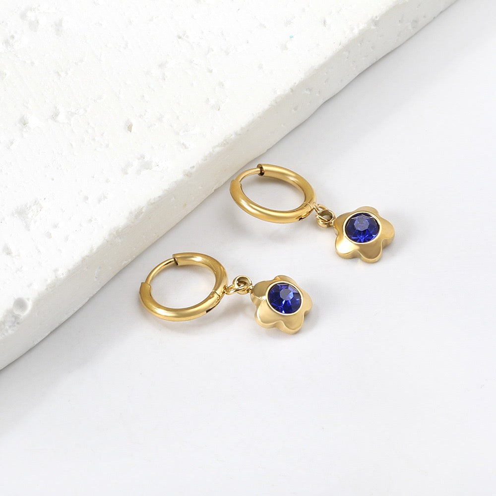Sapphire Flower 18K Gold Plated Children's Hoops - Twisty Locks  - Kids and Women Hair Accessories, Fashion Clothing and Jewellery India