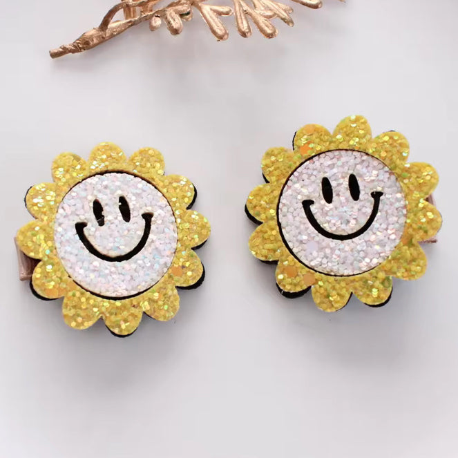 Smiling Sunflower Clips - Set of 2 - Twisty Locks  - Kids and Women Hair Accessories, Fashion Clothing and Jewellery India