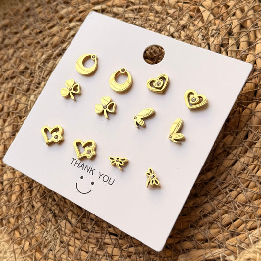 Sparkle 18K Gold Plated Children's Earrings Set of 6 - Twisty Locks  - Kids and Women Hair Accessories, Fashion Clothing and Jewellery India