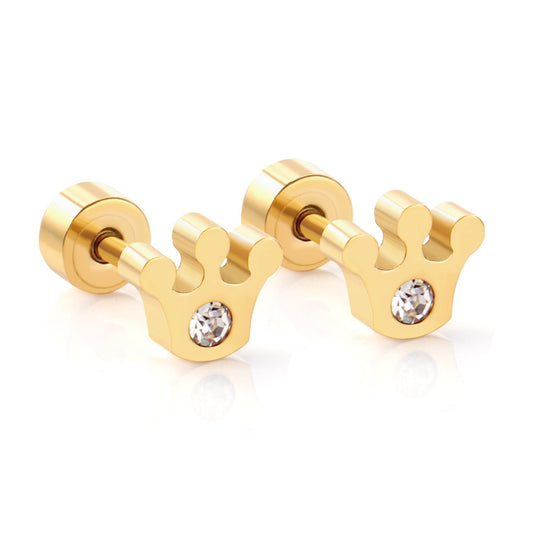 Sparkle Crown gold earrings – main product shot on white by Twisty Locks