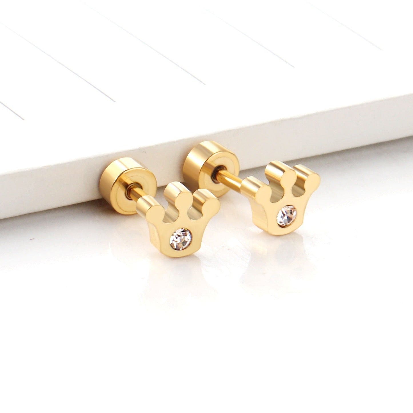 Sparkle Crown gold earrings packaging – gift-ready kids jewellery by Twisty Locks