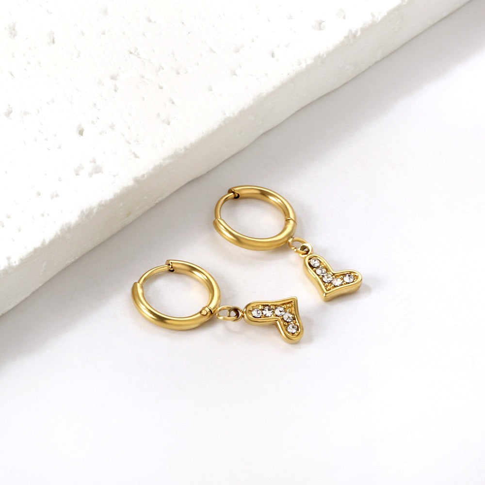 Sparkling Heart 18K Gold Plated Children's Hoops - Twisty Locks  - Kids and Women Hair Accessories, Fashion Clothing and Jewellery India