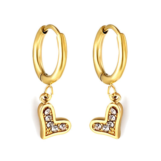 Sparkling Heart 18K Gold Plated Children's Hoops - Twisty Locks  - Kids and Women Hair Accessories, Fashion Clothing and Jewellery India