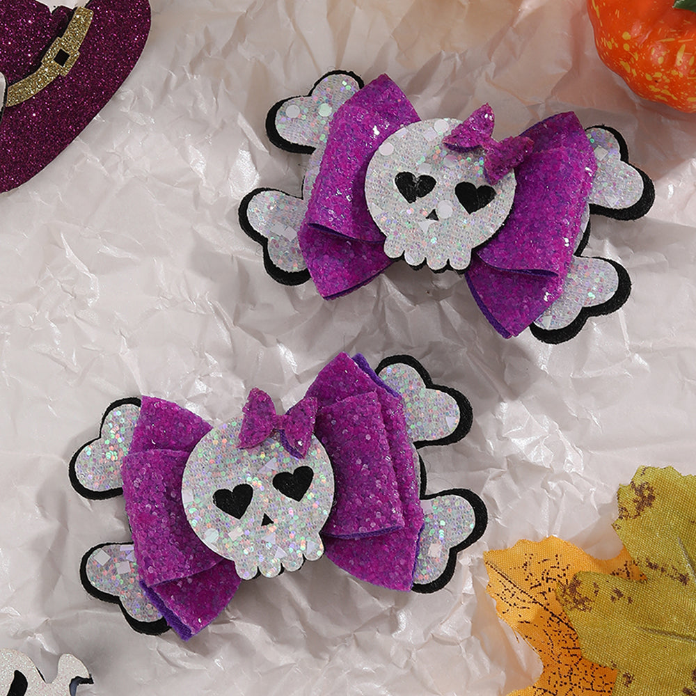 Sparkly Skull Halloween Hair Bow - Set of 2 - Twisty Locks  - Kids and Women Hair Accessories, Fashion Clothing and Jewellery India