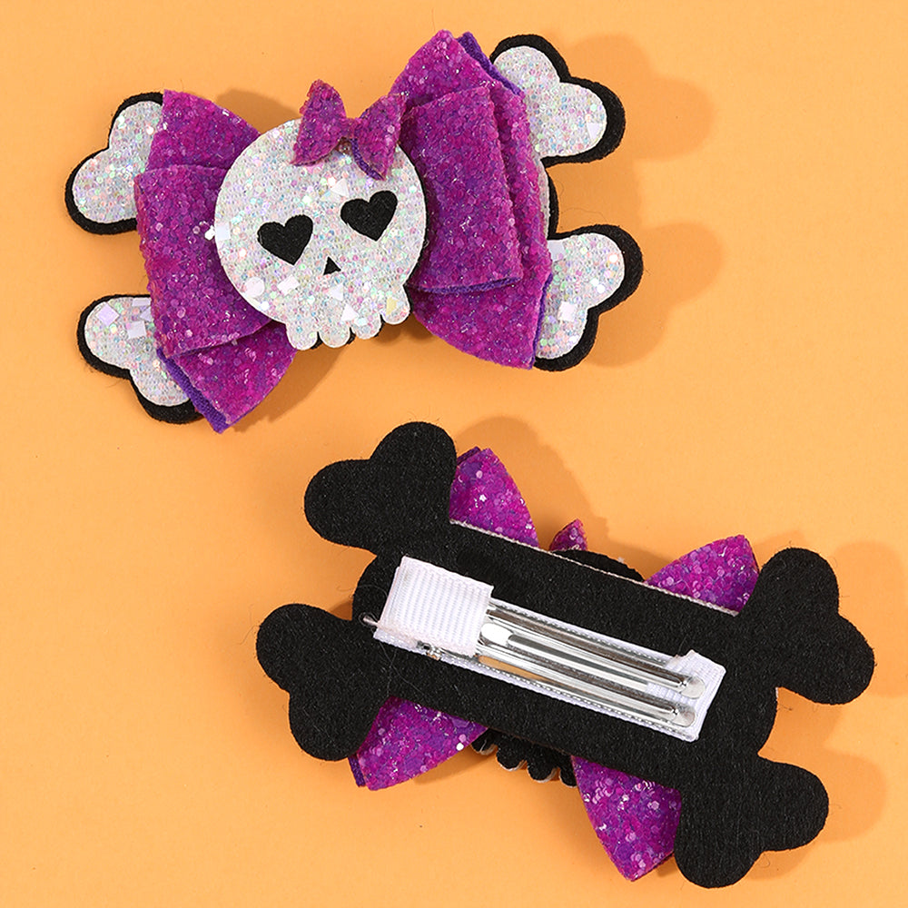 Sparkly Skull Halloween Hair Bow - Set of 2 - Twisty Locks  - Kids and Women Hair Accessories, Fashion Clothing and Jewellery India