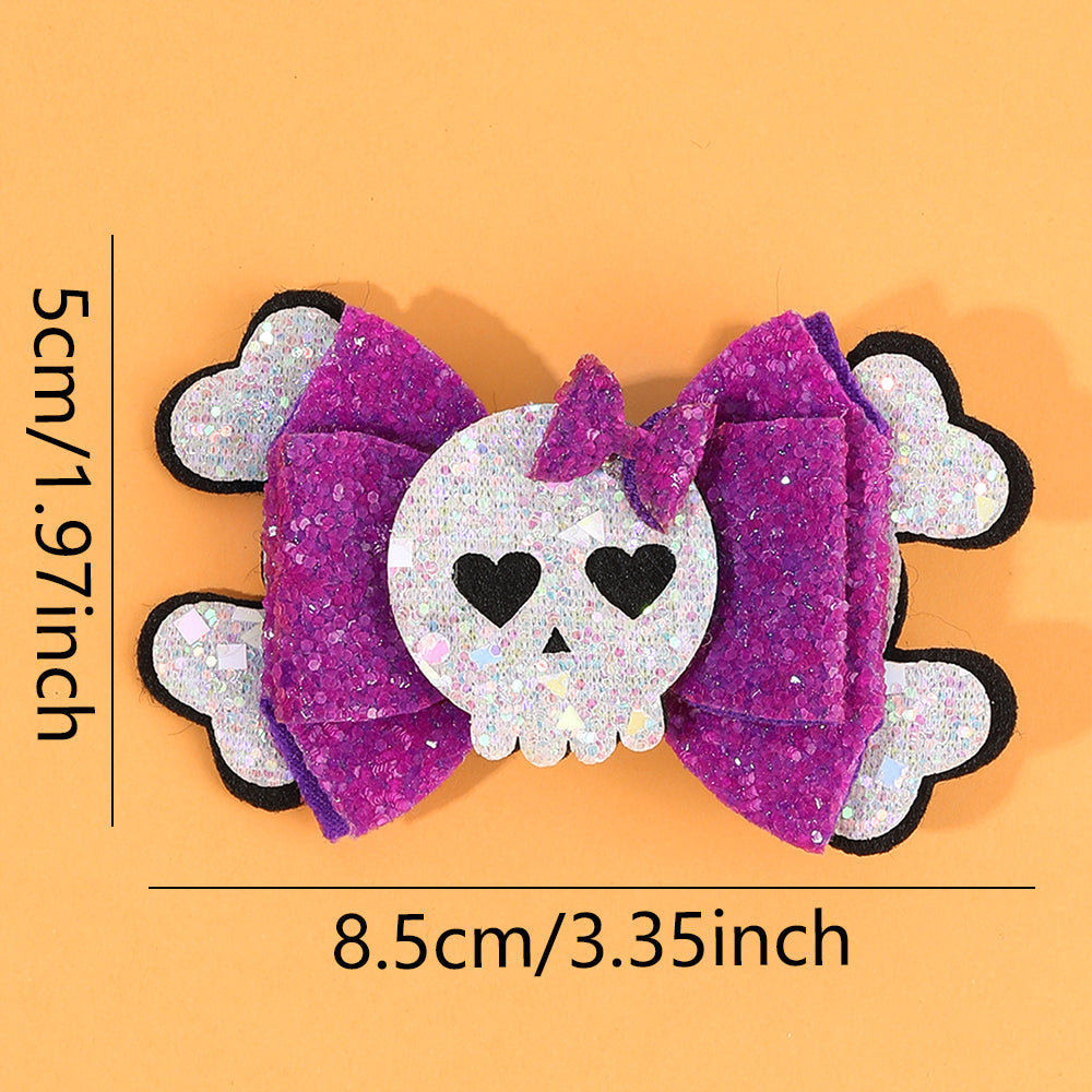 Sparkly Skull Halloween Hair Bow - Set of 2 - Twisty Locks  - Kids and Women Hair Accessories, Fashion Clothing and Jewellery India