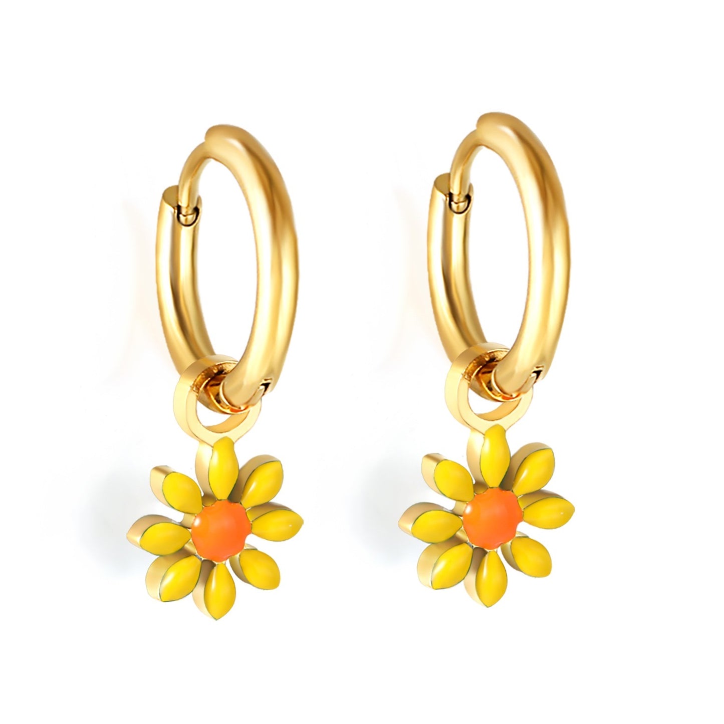Sunflower Hoops 18K Gold Plated Children's Earrings - Twisty Locks  - Kids and Women Hair Accessories, Fashion Clothing and Jewellery India