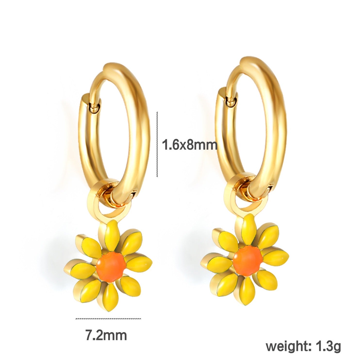 Sunflower Hoops 18K Gold Plated Children's Earrings - Twisty Locks  - Kids and Women Hair Accessories, Fashion Clothing and Jewellery India