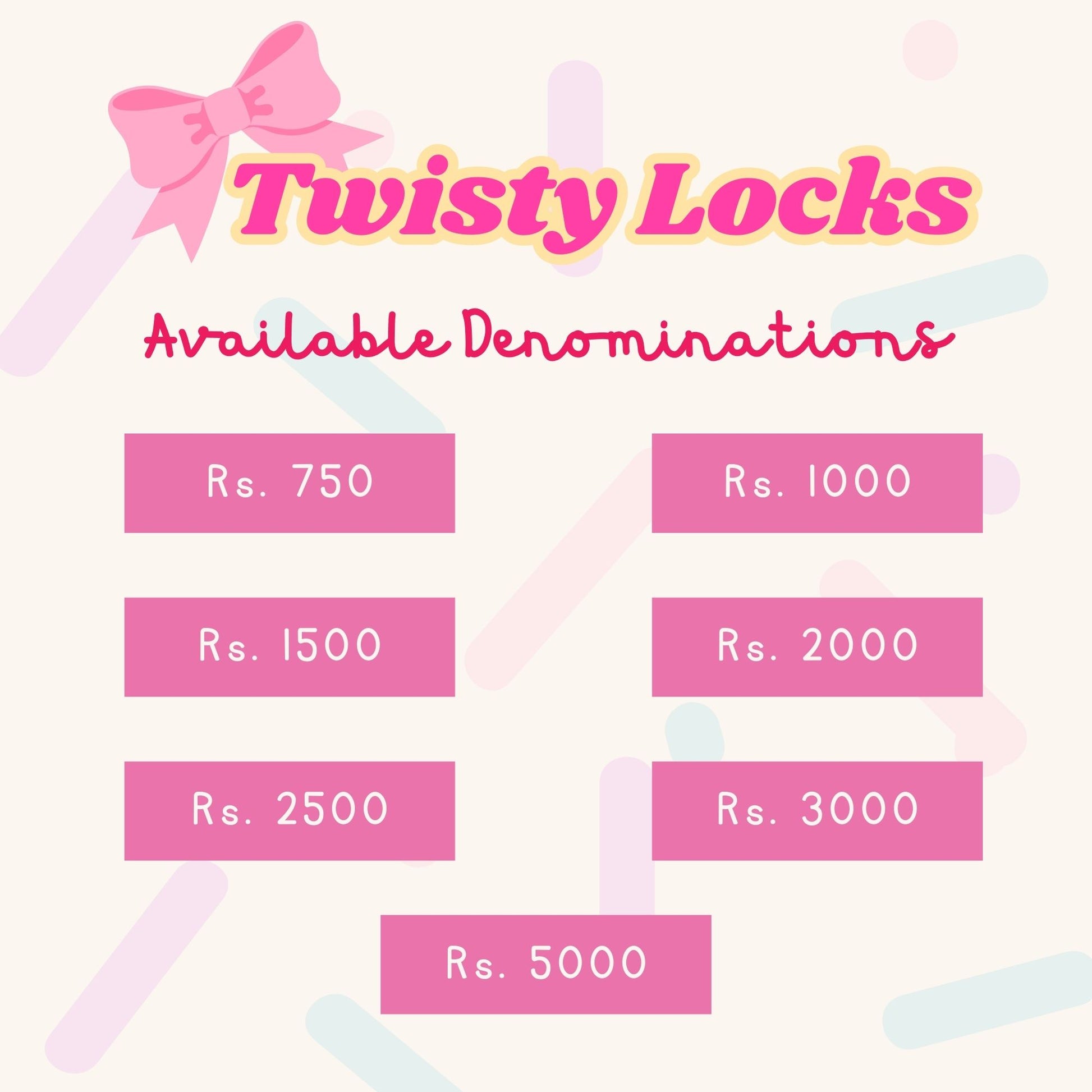 Twisty Locks Gift Card - Twisty Locks  - Kids and Women Hair Accessories, Fashion Clothing and Jewellery India
