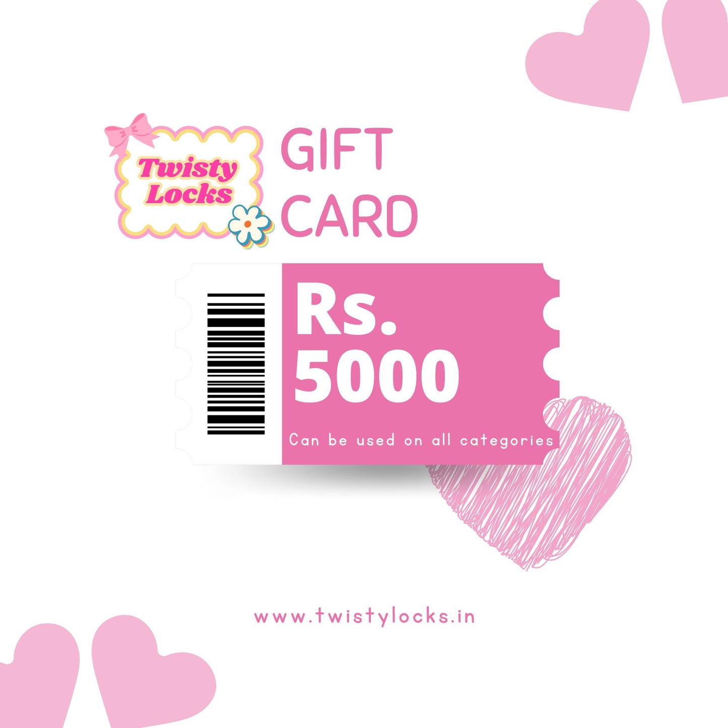 Twisty Locks Gift Card - Twisty Locks  - Kids and Women Hair Accessories, Fashion Clothing and Jewellery India