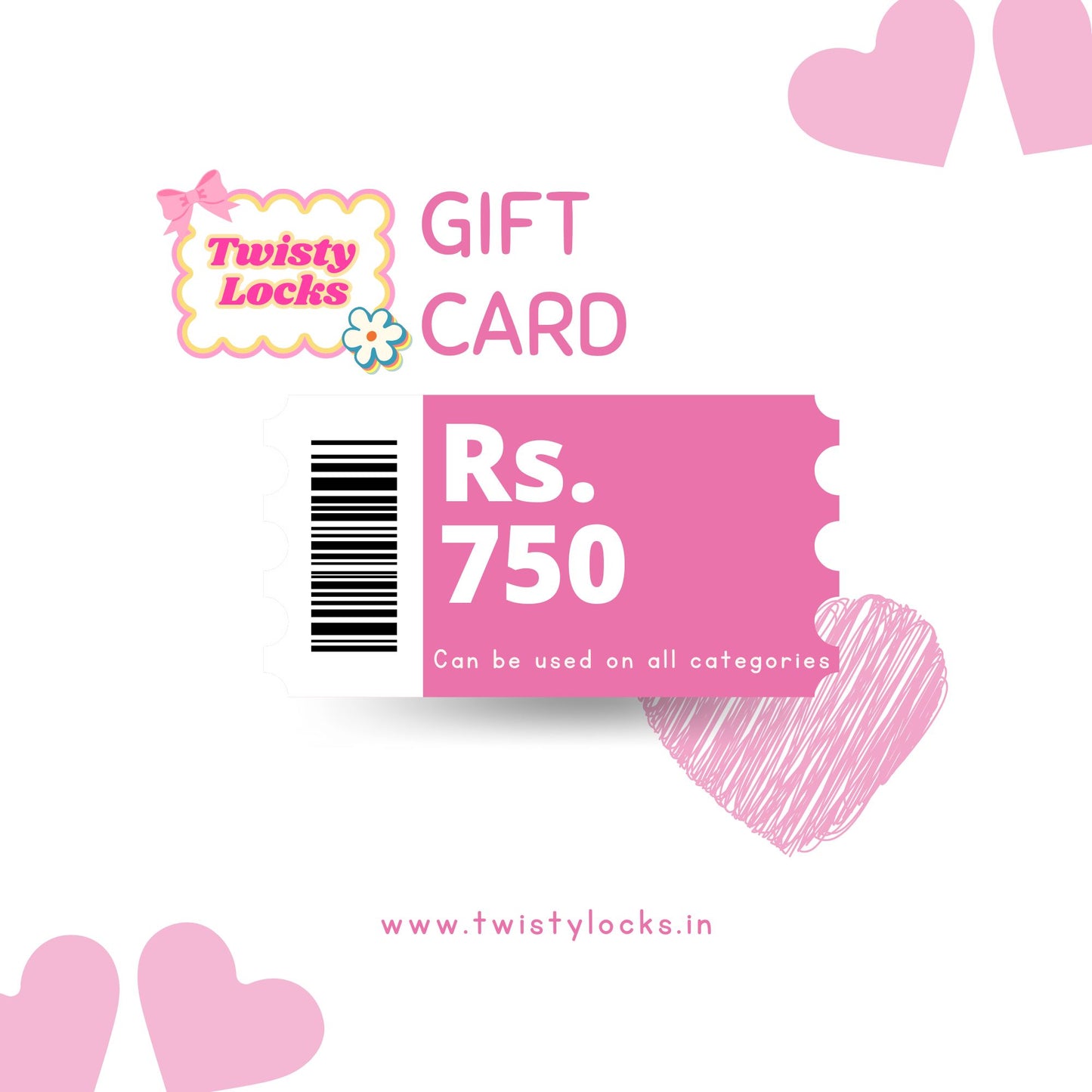 Twisty Locks Gift Card - Twisty Locks  - Kids and Women Hair Accessories, Fashion Clothing and Jewellery India