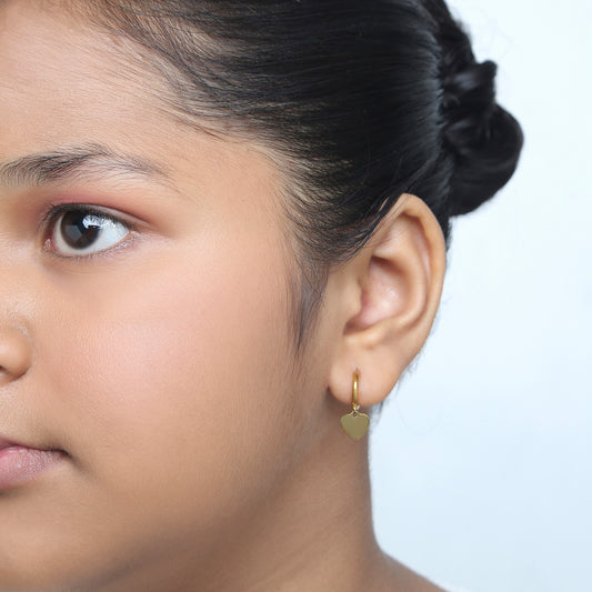 Heart Hoops 18K Gold Plated Children's Earrings