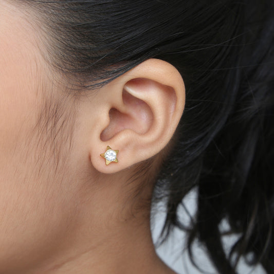 Sparkle Star 18K Gold Plated Children's Earrings