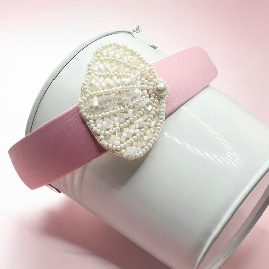 White Seashell Pink Hairband - Twisty Locks  - Kids and Women Hair Accessories, Fashion Clothing and Jewellery India