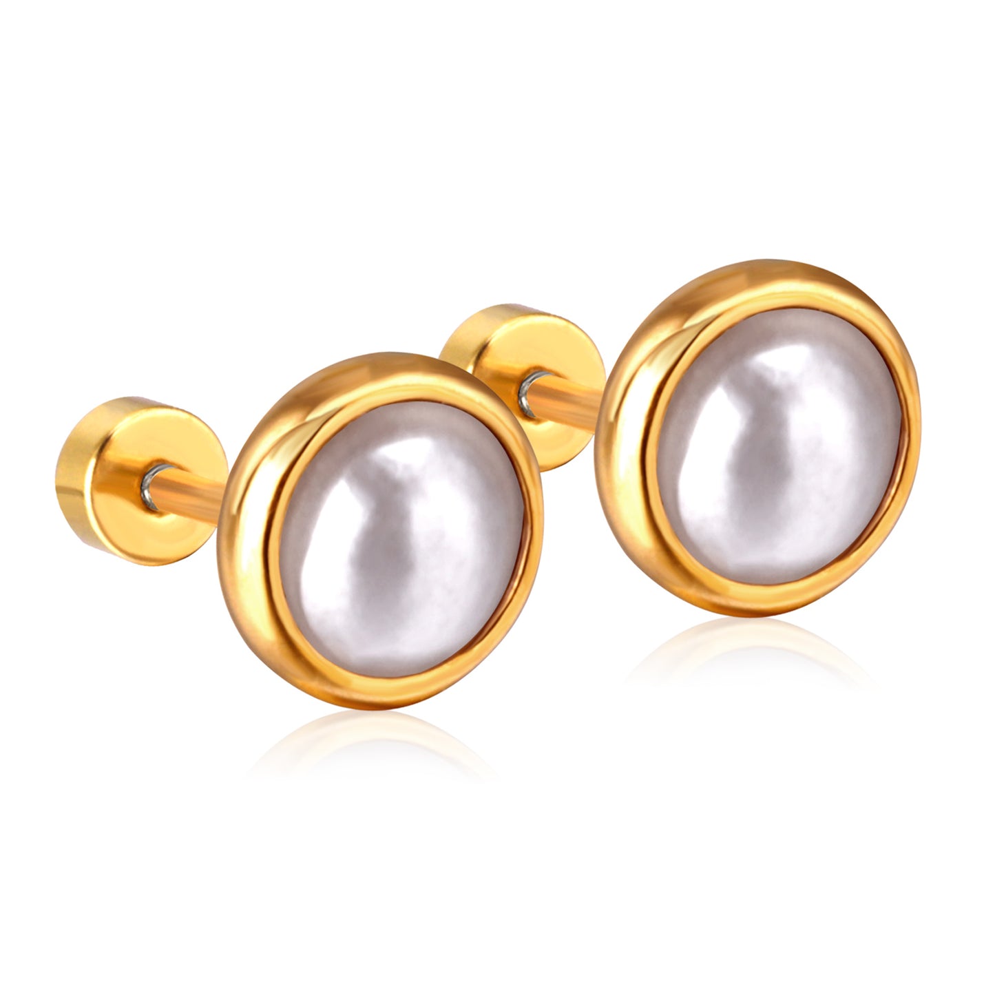 Elegant Pearl Stud 18K Gold Plated Children's Earrings