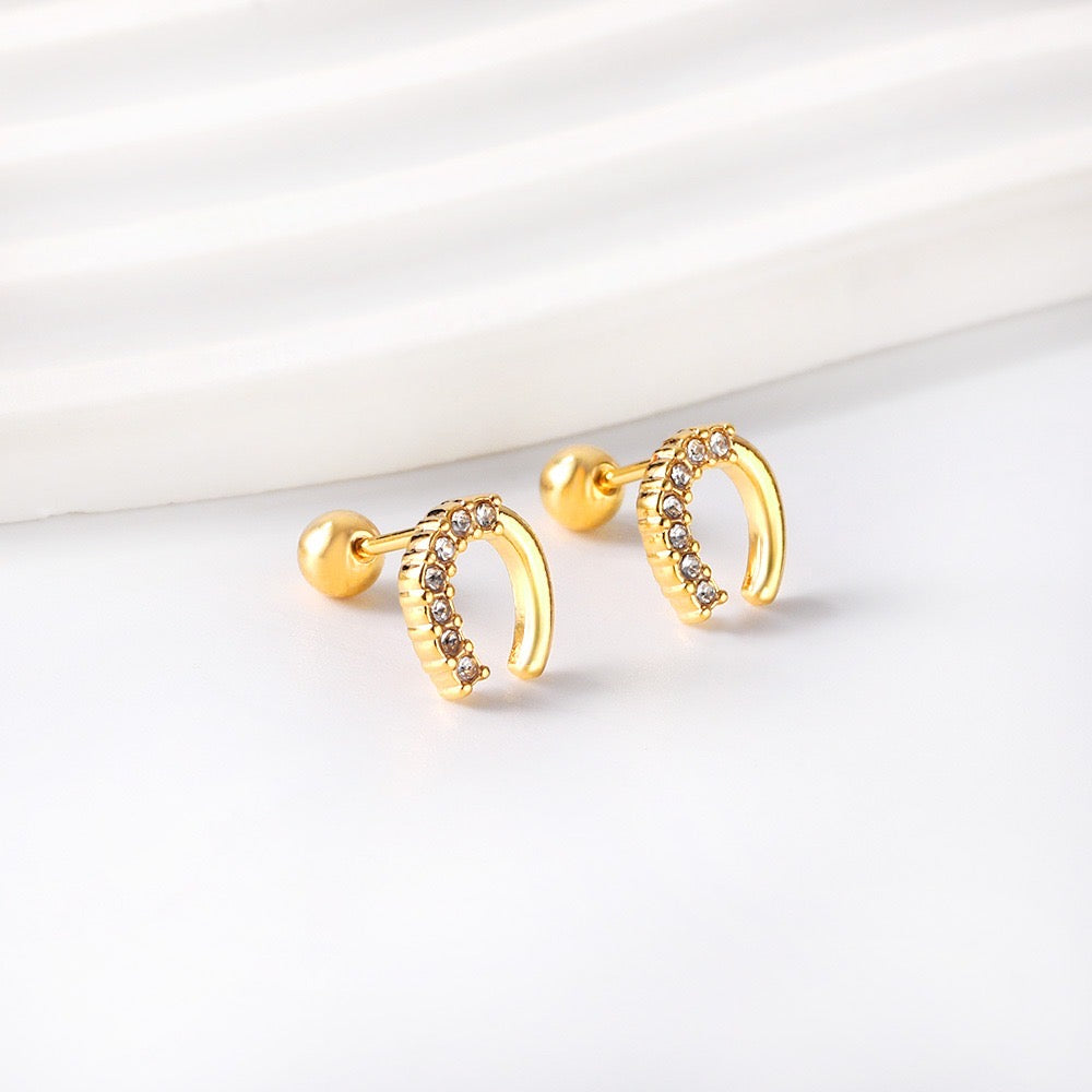 Sparkle Horseshoe 18K Gold Plated Children's Earrings