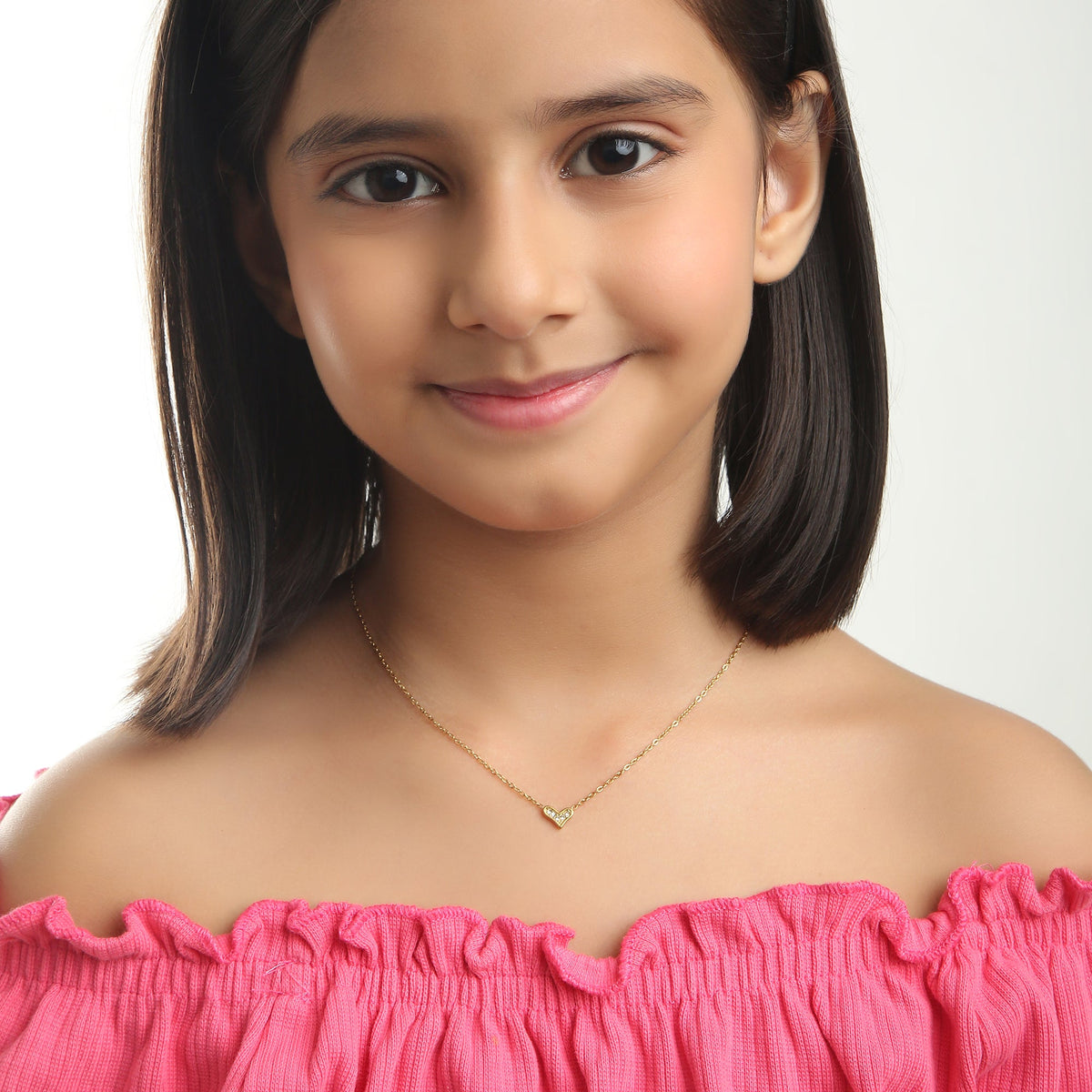 Sparkling Heart 18K Gold Plated Children's Necklace