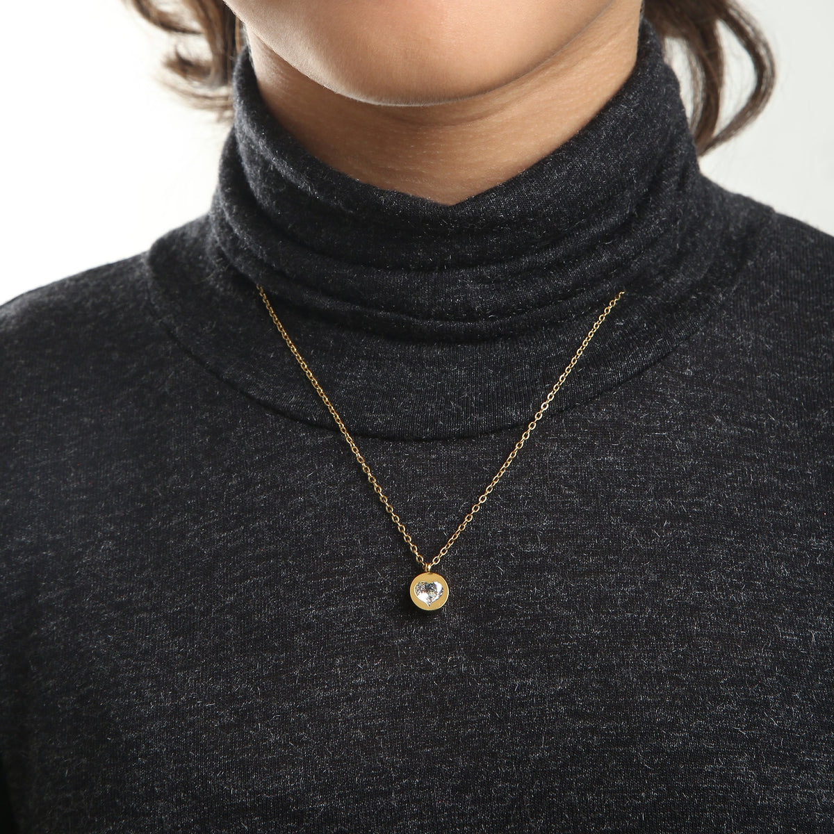Heart Solitaire 18K Gold Plated Children's Necklace
