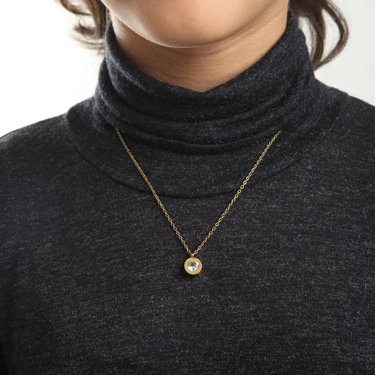 Heart Solitaire 18K Gold Plated Children's Necklace