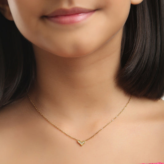 Sparkling Heart 18K Gold Plated Children's Necklace