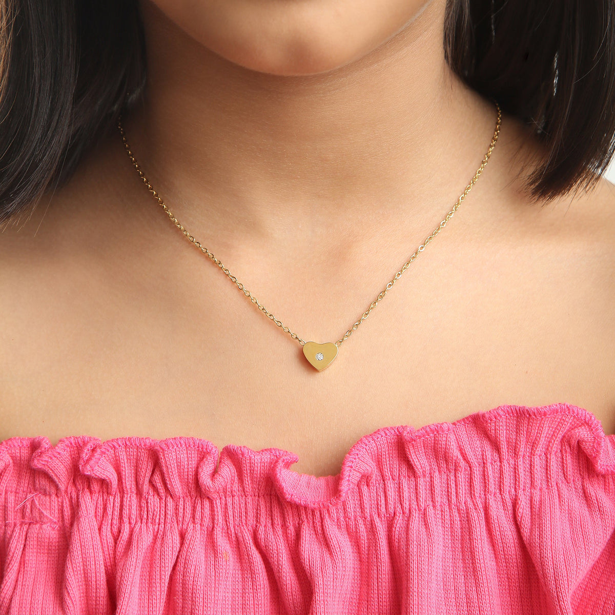 Sparkle Heart 18K Gold Plated Children's Necklace