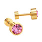 Pink Solitaire gold earrings – main product shot on white by Twisty Locks